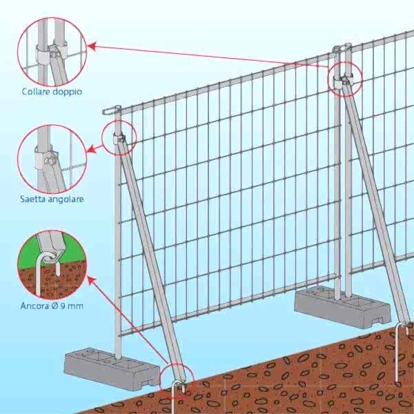 Recinzione mobile cantiere - Saetta zincata di sicurezza L 30x3x2000