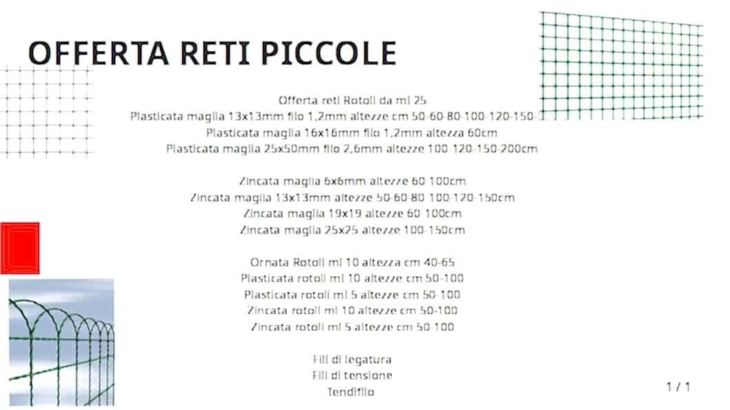 Reti piccole PDF - recinzioni Lombardia - Pali - Reti